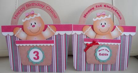 Gingerbread Handbag Striped Card by Linda Short