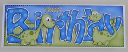 Large Dl Birthday Denis Dinosaur Card & 3D Decoupage by Linda Short