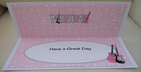 Pink Guitars Birthday Large Dl Insert by Linda Short