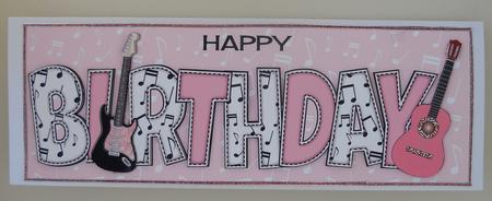Pink Guitars Birthday Large Dl by Linda Short