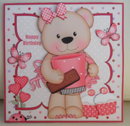 8 x 8 3D Livvy Bear's Coffee Break Mini Kit 3D Decoupage by Linda Short