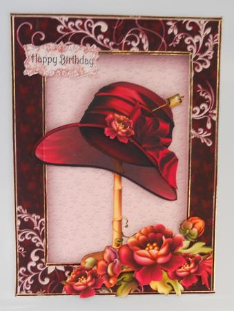 Beautiful Vintage Flowers with Deep Red Floppy Hat by Linda Short