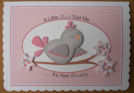 A Little Bird Told Me Birthday Card Topper by Linda Short