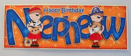 Boyz Birthday Nephew Large Dl Quick Card 3D Decoupage by Linda Short