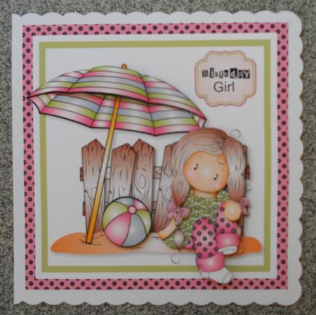 Chloe at the Beach Card Topper by Linda Short