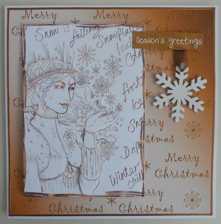 Gold Christmas Stamp Topper - the Winter Queen by Linda Short