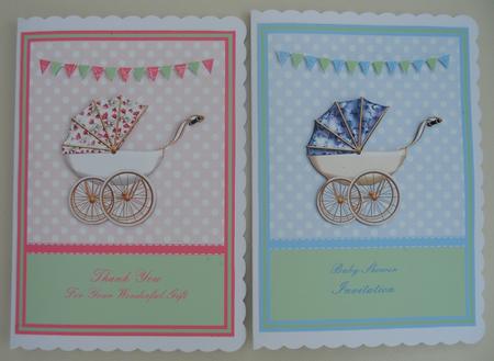 Baby Boy & Baby Girl Vintage Pram Polka Dot Toppers by Linda Short
