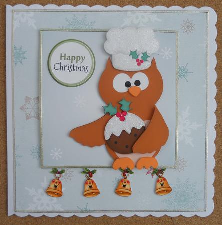 Owl with Christmas Pudding Topper by Linda Short