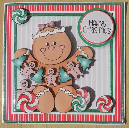 Ginger with Garland Christmas Card Topper by Linda Short