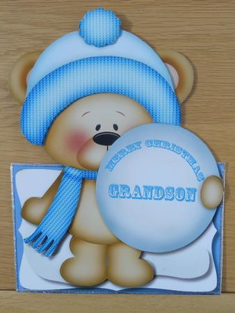 Over the Edge Christmas Bear in Blue  by Linda Short