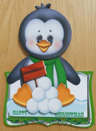 Over the Edge Penquin Selling Snowballs by Linda Short