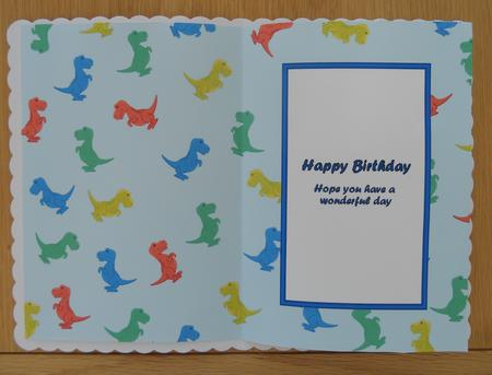 Dinosaur Birthday A5 Insert with Words by Linda Short