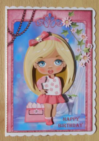 Young Fashionista in the Pink! Goes Shopping Decoupage by Linda Short
