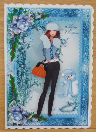 Fashionista! Christmas Walk Card Front and Decoupage by Linda Short