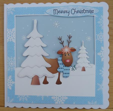 Rudolf Behind a Tree Christmas Topper by Linda Short