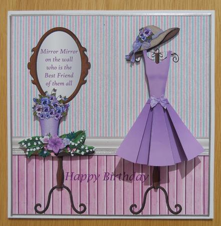 Mauve Folded Skirt Dress Card Kit by Linda Short