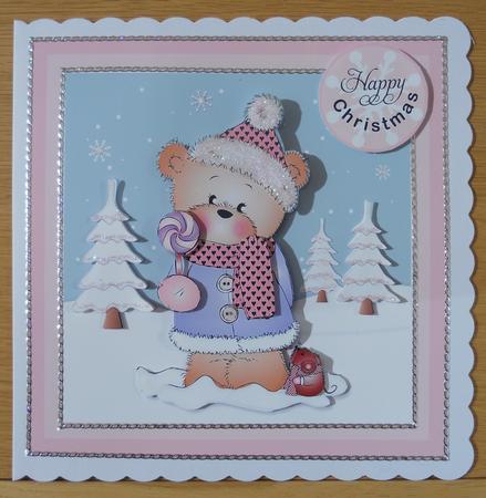 Bella with Candy Teddy Bear Christmas Topper by Linda Short