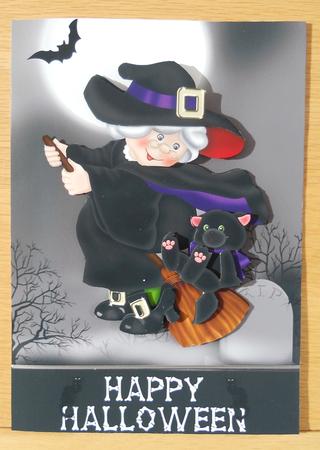 Halloween Witch Card Front by Linda Short