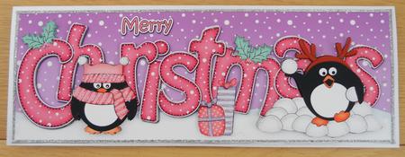 Large Dl Christmas Cute Little Penguins 3D Decoupage by Linda Short