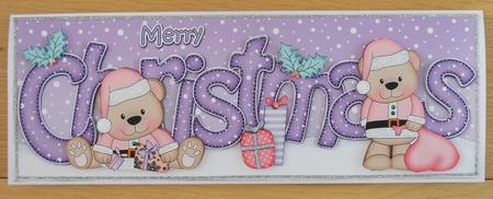 Large Dl Christmas Livvy Bear 3D Decoupage by Linda Short