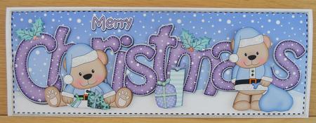 Large Dl Christmas Livvy Bear 3D Decoupage by Linda Short