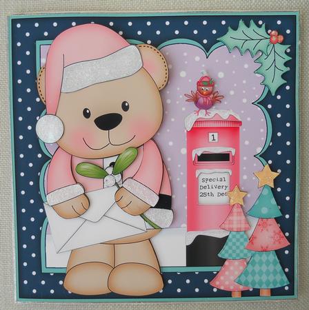 8x8 Xmas Livvy Bear Letter Mini Kit 3D Decoupage by Linda Short