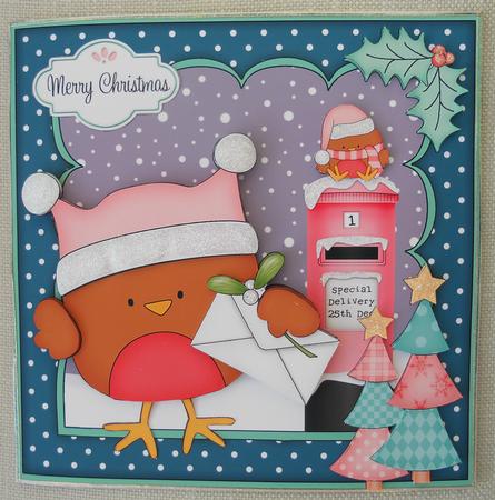 8x8 Xmas Bobbin Robin Letter Mini Kit 3D Decoupage by Linda Short