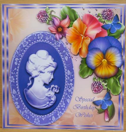 Beautiful Floral Dark Blue Cameo 8x8 Mini Kit by Linda Short