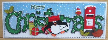 Large Dl Christmas Pip Pengin Postbox 3D Decoupage by Linda Short