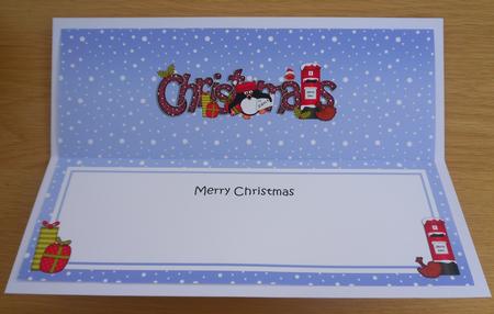 Large Dl Christmas Pip Pengin Postbox Insert by Linda Short