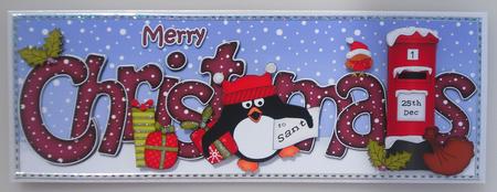Large Dl Christmas Pip Pengin Postbox 3D Decoupage by Linda Short