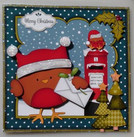 8x8 Xmas Bobbin Robin Letter for Santa Mini Kit 3D Decoupage by Linda Short