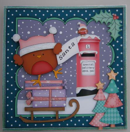 8x8 Xmas Bobbin Robin Letter for Santa Mini Kit 3D Decoupage by Linda Short