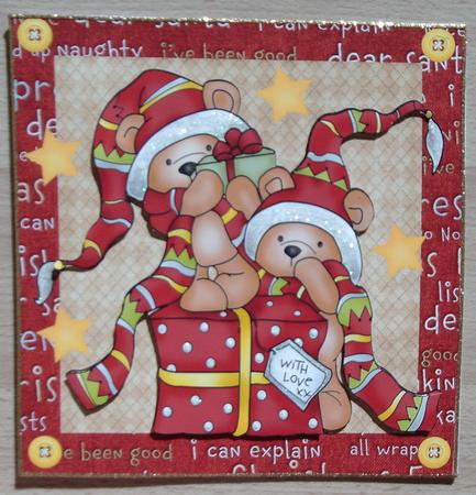 Christmas Teddies in a Box 8x8 by Linda Short