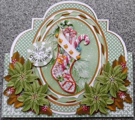 Christmas Stocking Shaped Over 3D Mini Card Kit by Linda Short