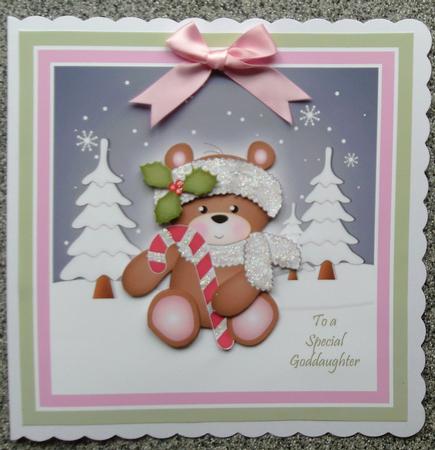 Teddy with Candy Cane Topper by Linda Short