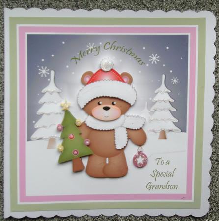 Teddy with Christmas Tree Topper by Linda Short