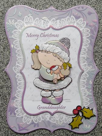 Christmas Girl with Puppy Bracket Card Kit by Linda Short