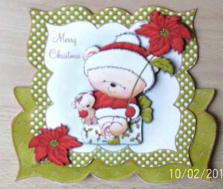 Christmas Bear Shaped Over the Top Card Kit by Linda Short
