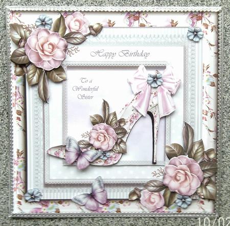 Gorgeous Camellia Shoe Card Front Kit by Linda Short