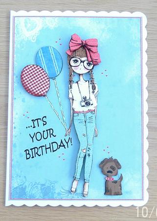 It's Your Birthday! Girl and Her Dog Decoupage by Linda Short
