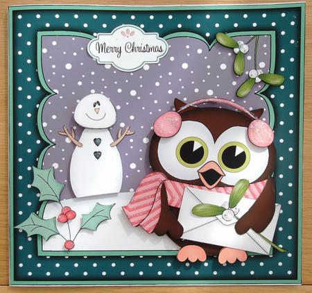 8x8 Xmas Little Hoot Owl Letter for Santa 3D Decoupage by Linda Short
