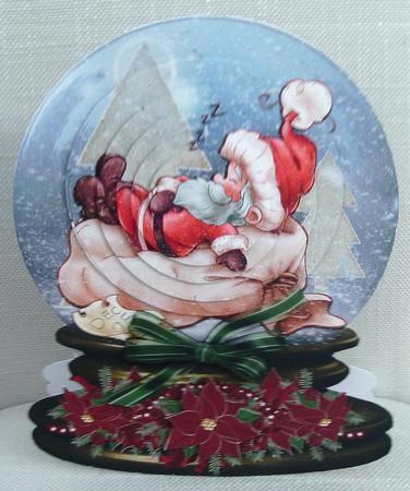 Christmas Snow Globe with Snoozing Santa by Linda Short