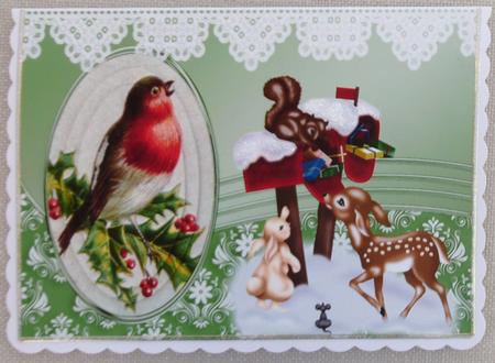 Woodland Animals in the Snow with Deer and Robin by Linda Short