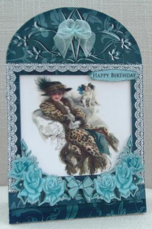 Wonderful Floral Frame Card Girl 3 by Linda Short