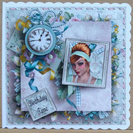 Shabby Chic Birthday Time - Retro Vintage Female Portrait by Linda Short
