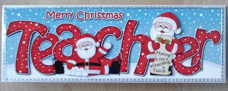 Large Dl Xmas Teacher Santa 3D Decoupage by Linda Short
