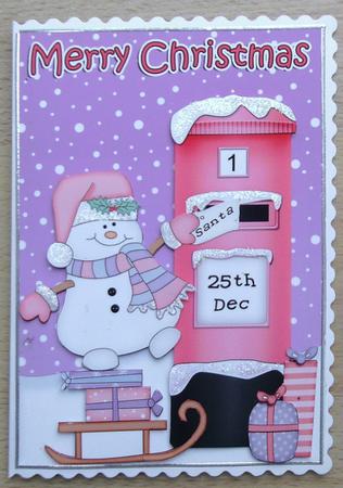 5x7 Christmas Snowman Postbox 3D Decoupage by Linda Short