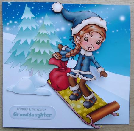Toboggan Fun Christmas Card Kit by Linda Short