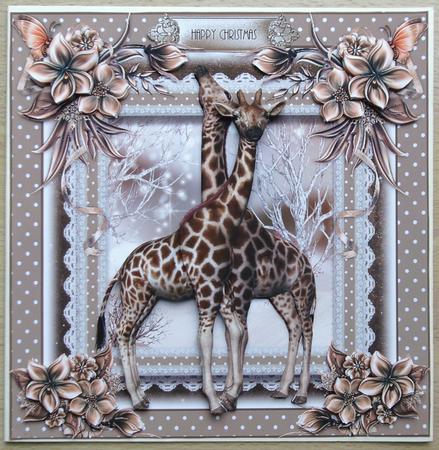 The Christmas Giraffes Card Front Kit by Linda Short